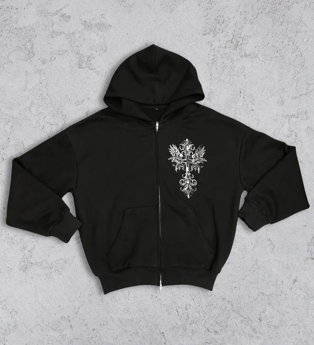 Fallen Angel 500gsm french terry zip hoodie